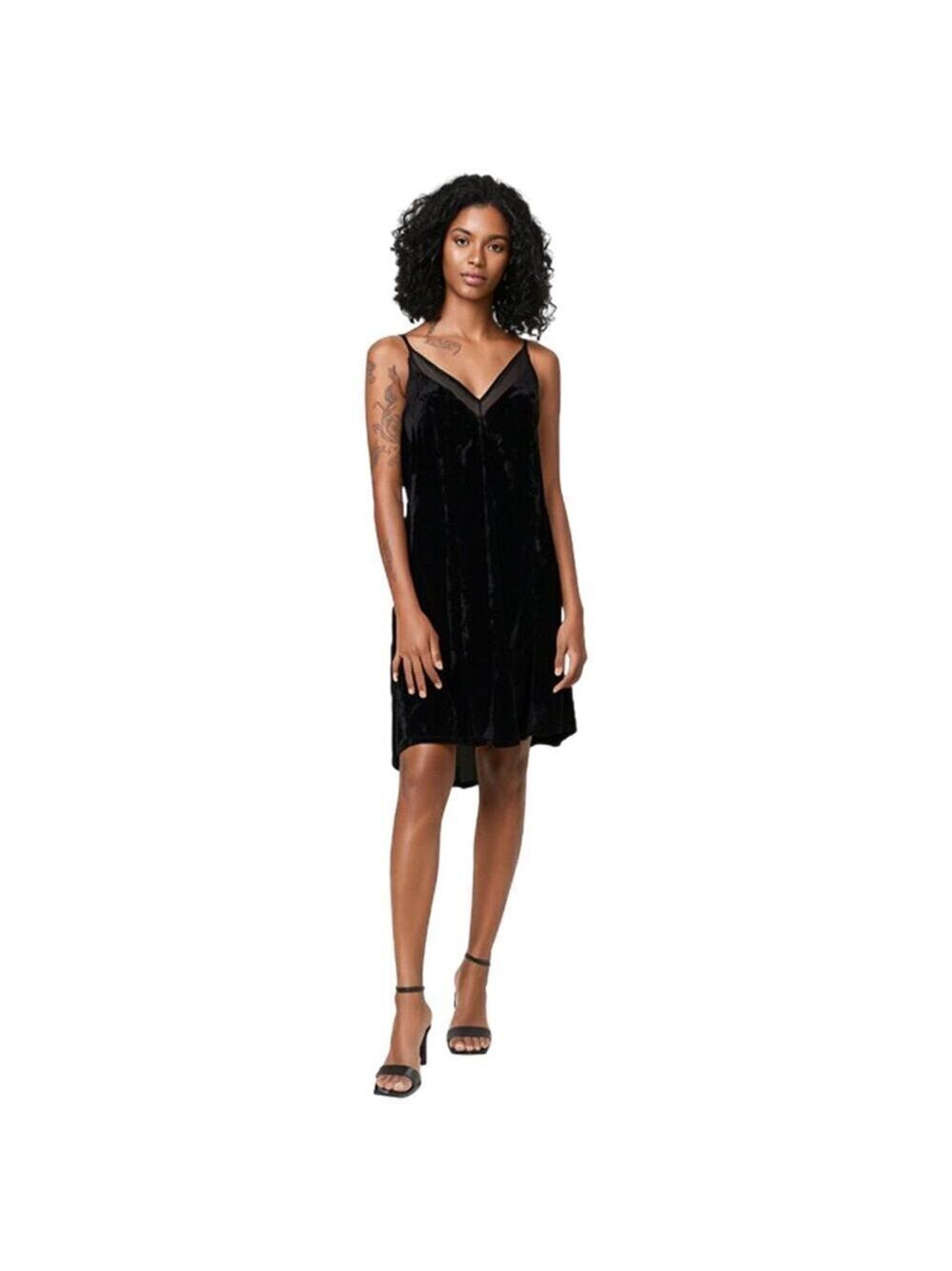 Velvet Black Spaghetti Strap Slip Dress Size M